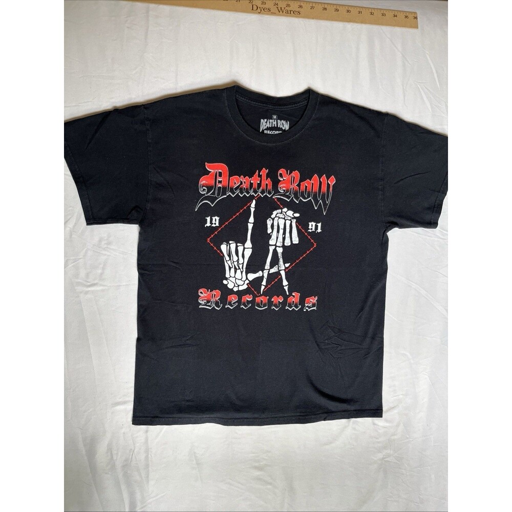 Death Row Records LA Graphic T-shirt Men Medium Black Rap Skeleton Hands